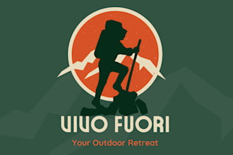 design a modern, custom adventure mountain outdoor logo