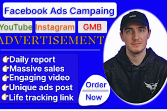 setup facebook ads campaign, instagram ads, gmb and youtube ads campaign