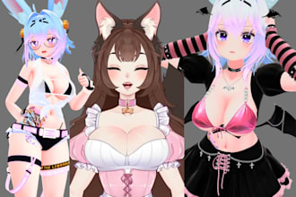 custom vrchat avatar furry avatar anime 3d model vrc character avi outfits unity