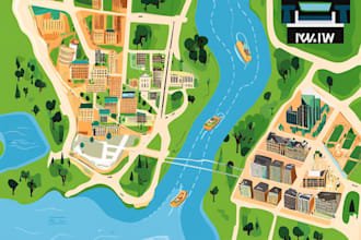 design custom vector map illustration event map city map site map design