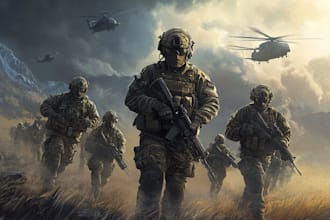 draw tactical, warrior or military themed illustrations