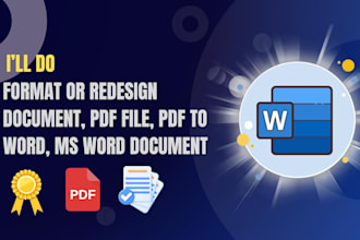 format or redesign document, PDF file, ms word document