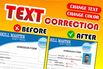 edit  document change your text, photo, name, date, color everything as original