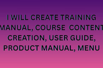 training manual, course content creation, user guide, product manual, menu