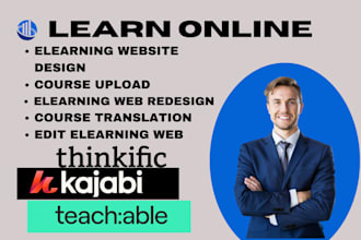 design teachable online course website, sales funnel, landing page design kajabi
