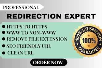 do 301 redirect, fix 404 errors, technical issues, or any kind of redirection