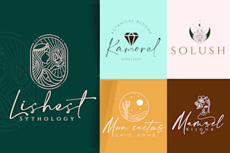 create modern lineart minimalist boho hand drawn logo design