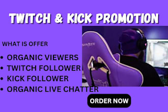 do organic twitch and kick promotion to get real followers