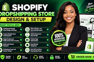 design a professional shopify dropshipping store for any product niche