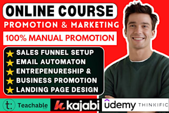 udemy online course promotion kajabi business course thinkific entrepreneur
