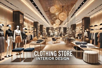 do interior design of your house, apartment, office, coffee shop, clothing store