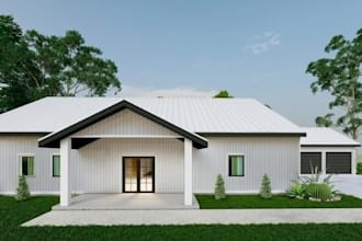 visualize 3d facade exterior,render house floor plan,outdoor landscape,backyard
