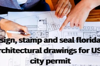 sign, stamp and seal florida architectural drawings for USA city permit