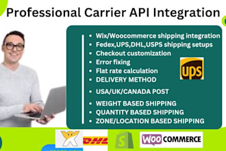 dhl fedex ups usps shipping method API key integration wix woocomerce chekout