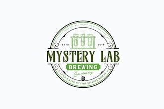make super beer science lab themed logo with craft brewery