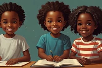 illustrate cute african american children book illustrations