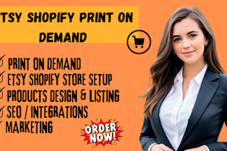 setup etsy shopify print on demand, shopify website, etsy seo,etsy pod