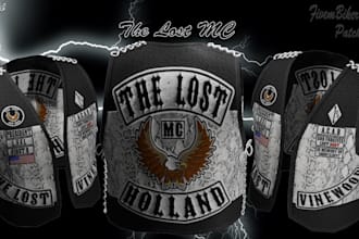 create custom fivem cloth mc kuttes,police vest, ems biker clothing patch design