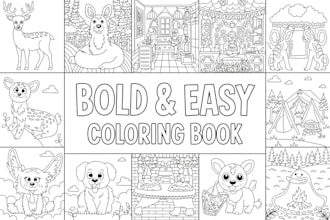 draw cute bold and easy coloring book pages  for amazon kdp