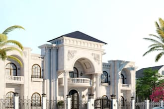 reconstruct 3dmodern villa,villa facade,landscape render,3ds max,exterior render