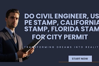 licensed architect, structural engineeer, USA pe stamp for city permit in 24hrs