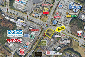 create commercial real estate aerial retail maps custom logo labels