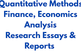 do quantitative methods, finance, economics analysis and research
