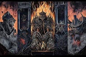 draw metal cover album and heavy metal illustration dark art