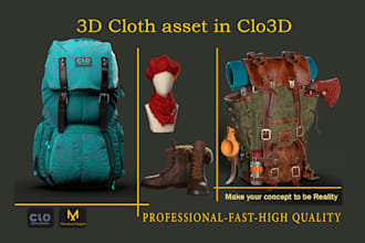 do 3d bag and hat cap gloves socks in clo 3d