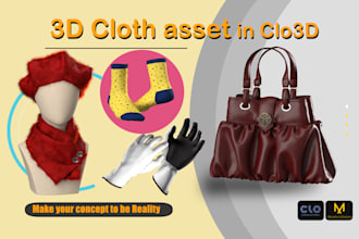 do 3d bag and hat cap gloves socks in clo 3d
