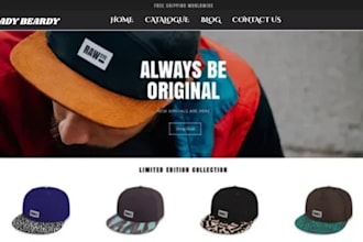 design 7 figure hat shopify cap store headwear fashion website