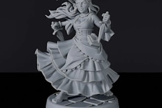 3d female human figure,game character,warcraft miniature tabletop, resin molding