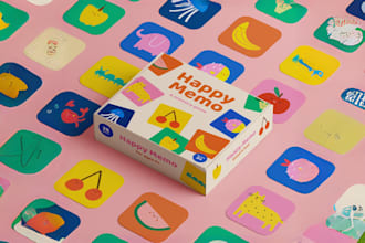 design digital illustration for kids educational memory card game