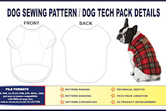 create digital dog sewing patterns, grading for any garments in PDF and dxf