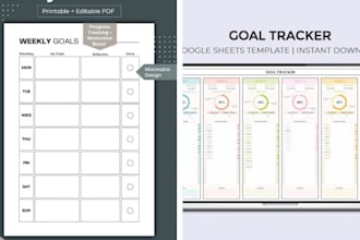 design custom weekly goal trackers, learning project management templates budget