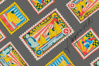 create custom retro pop art vintage stamp illustrations