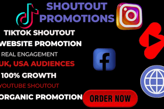 shoutout, promote website link to 90m USA, UK twitter, ig, yt, tiktok audiences