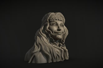 medieval lady 3d bust,resin print,zbrush files character 3d face,mask figurines