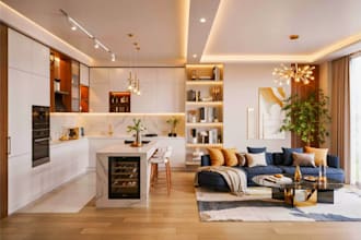 create 3d rendering, interior design virtual staging for real estate listings