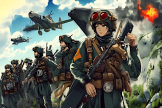 draw history and military anime, fan arts, and original characters