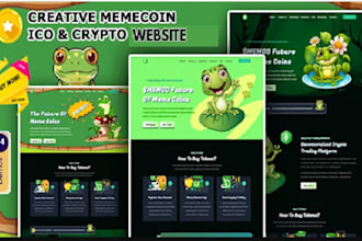 create awesome memecoin website, website design, crypto website, pepe character