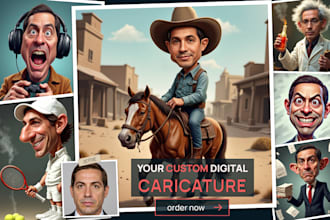 create a custom digital caricature ai enhanced cartoon portrait funny avatar