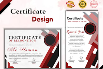 design professional certificates, experience, award and more