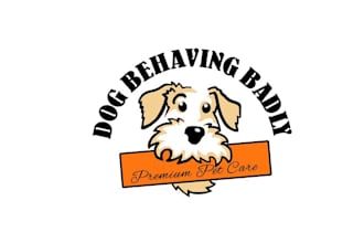design animated pet care dog behaving badly logo