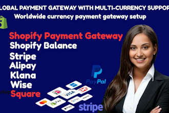 integrate verified shopify payment gateway, paypal stripe wise and square