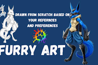 draw your furry, fursona or anime character reference sheet in nsfw or sfw