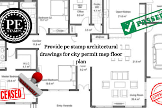 provide pe stamp architectural drawings for city permit mep floor plan