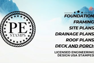 foundation and framing structural plans with pe stamp and calcs for california