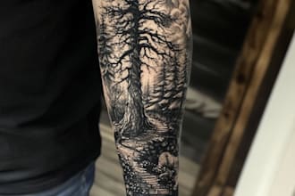 create minimalist tattoo or line art design with my style
