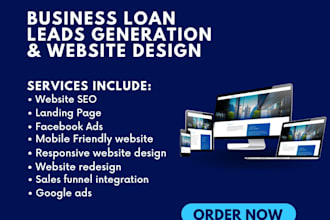 design mca website with loan application, CRM, lead capture, payment integration